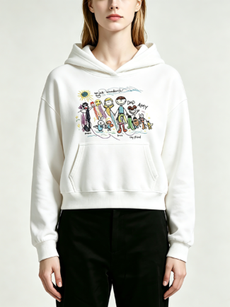 330G Women French TerryPullover Hoodie (with children's painting and embroidery)