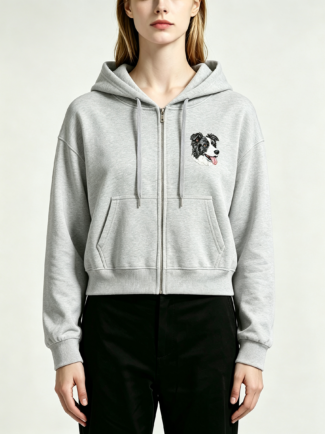 330G Women French TerryZip Up Hoodie(pet embroidery)