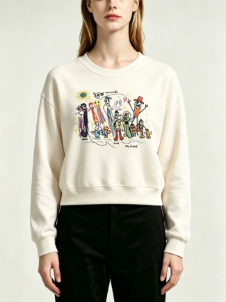 330G Women FrenchTerry PulloverHoodie (with children's painting and embroidery)