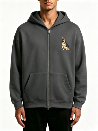 420G Men French Terry Zip Up Hoodie (pet embroidery)
